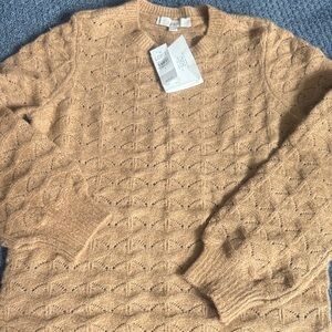 LOFT Textured Tan Crewneck Sweater